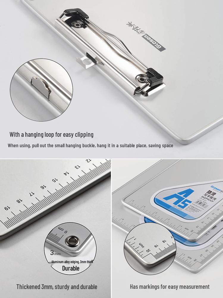 Aluminum Alloy Clipboard Folder A4/A5 Writing Board Office Stationery.