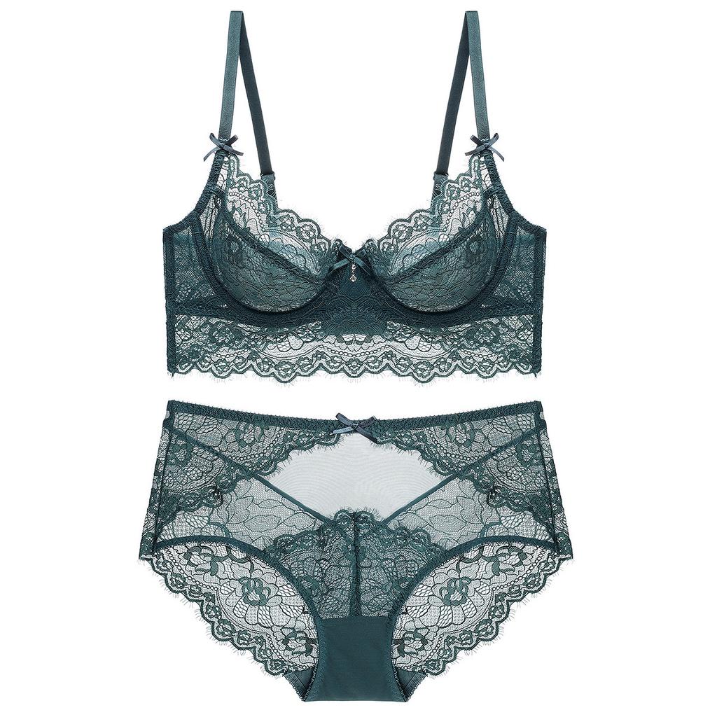 Sexy Lace Bra Set Women Thin See Through Lingerie Brief Set Elegant See Through Underwear Bra and Panty Set