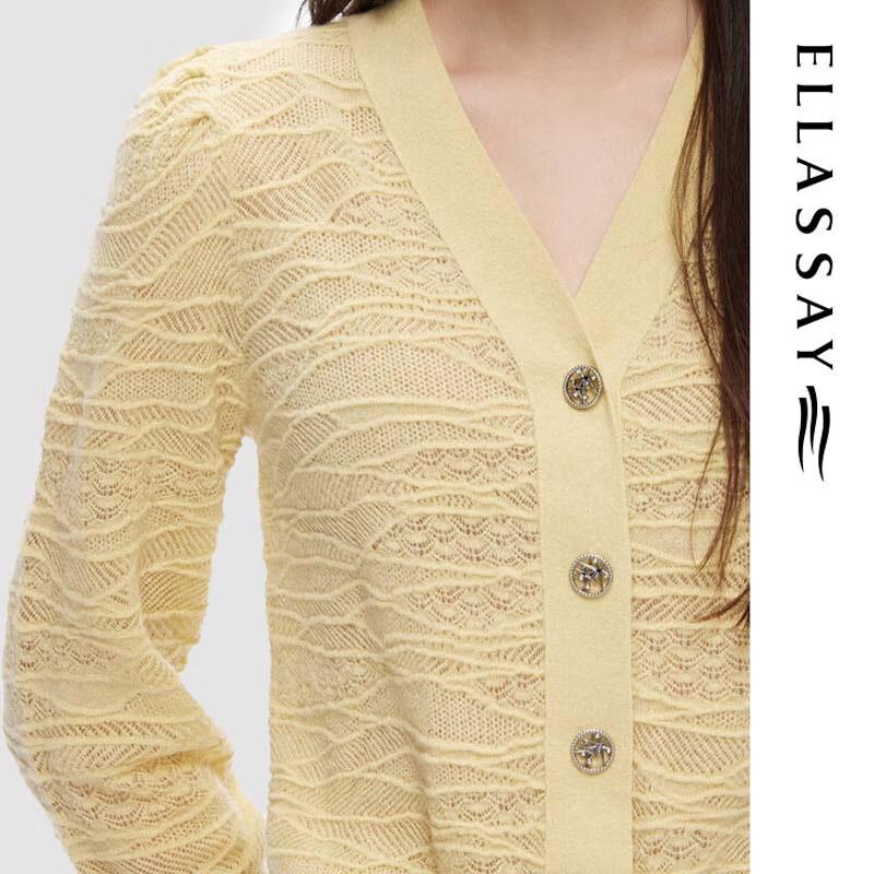 ELLASSAY Women's Elegant V-Neck Knit Cardigan