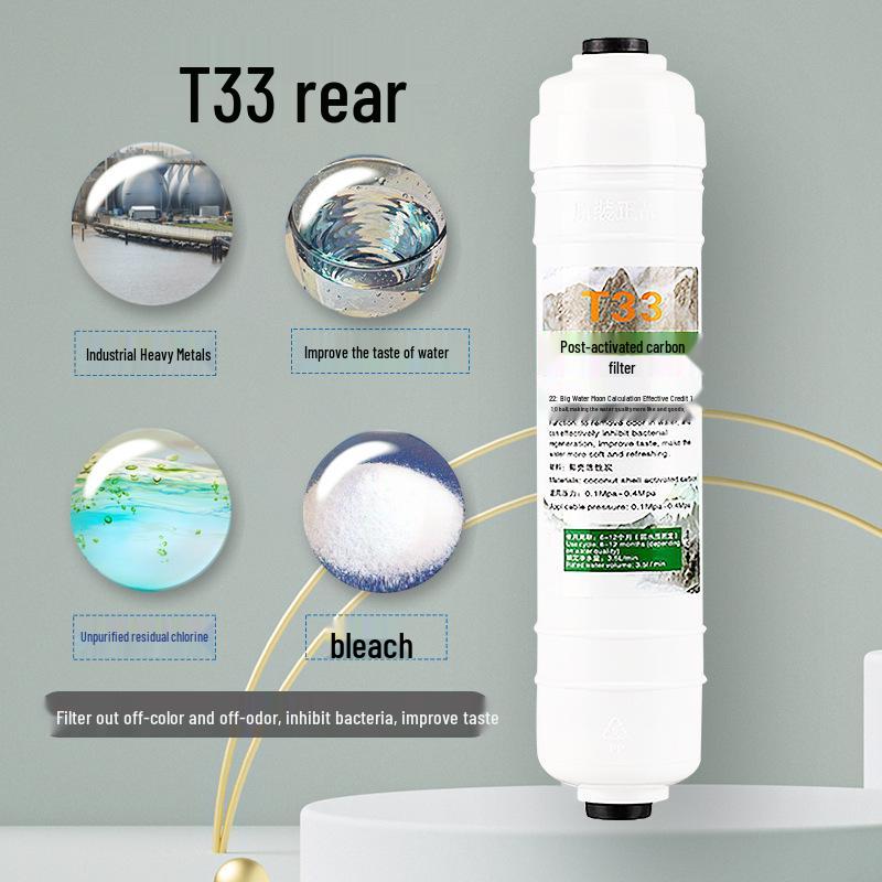 10-Inch Quick Connect Water Purifier Filter Cartridge, 1/2" & 3/4" T33 Post-Activated Carbon Core
