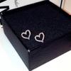 Korean Earrings S925 Silver Color Heart Bling Zircon Stone Stud Earrings for Women Fashion Jewelry 2024 Trend
