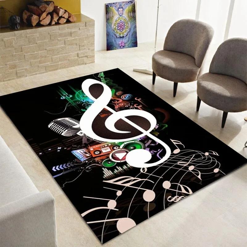 Piano Note Music Theme Series Carpet Home Decoration Bedroom Living Room Large Area Carpet Room Bedside Non-slip Floor Mat