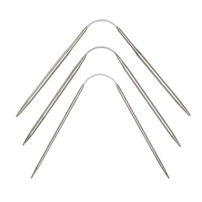 3PCS Steel Circular Knitting Needle with Wire for Blanket Crochet Knitting Needle for Weaving Knitting
