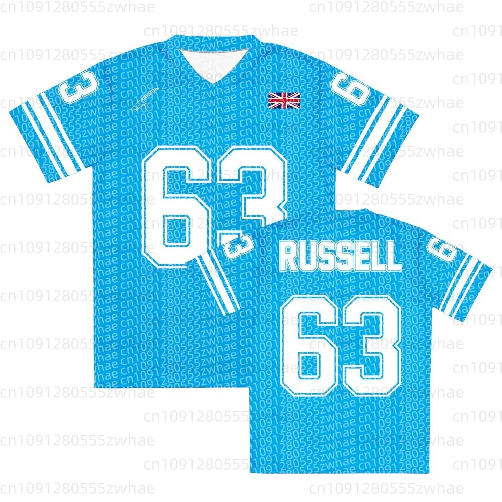 Racing Driver George 63 RUSSELL Jersey 63 Pattern Design T-shirt Unisex Street Wear Summer V-neck 3D Printed T-shirt For Women 4XL