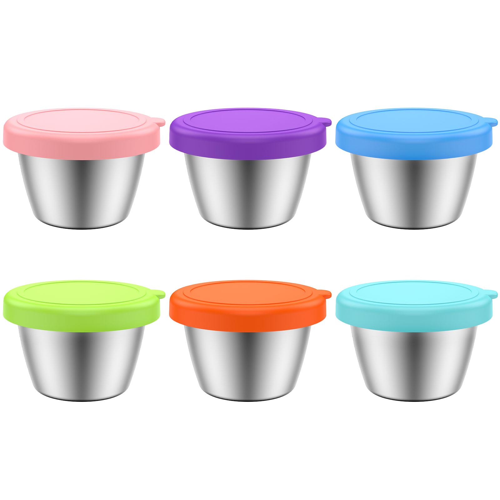 

6 шт. 70 мл контейнер для салатной заправки из нержавеющей стали портативные силиконовые крышки герметичная коробка для соуса для макания приправа