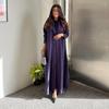 MQ178 Elegant Purple Modest Muslim Cardigan Abaya Long Sleeve Dress