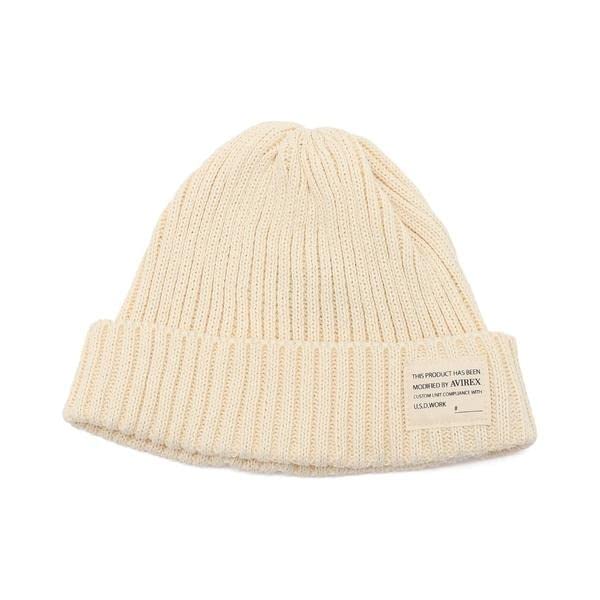 

Cotton Watch Cap for F [AVIREX] Men, 033, Off-White, 783-1274007