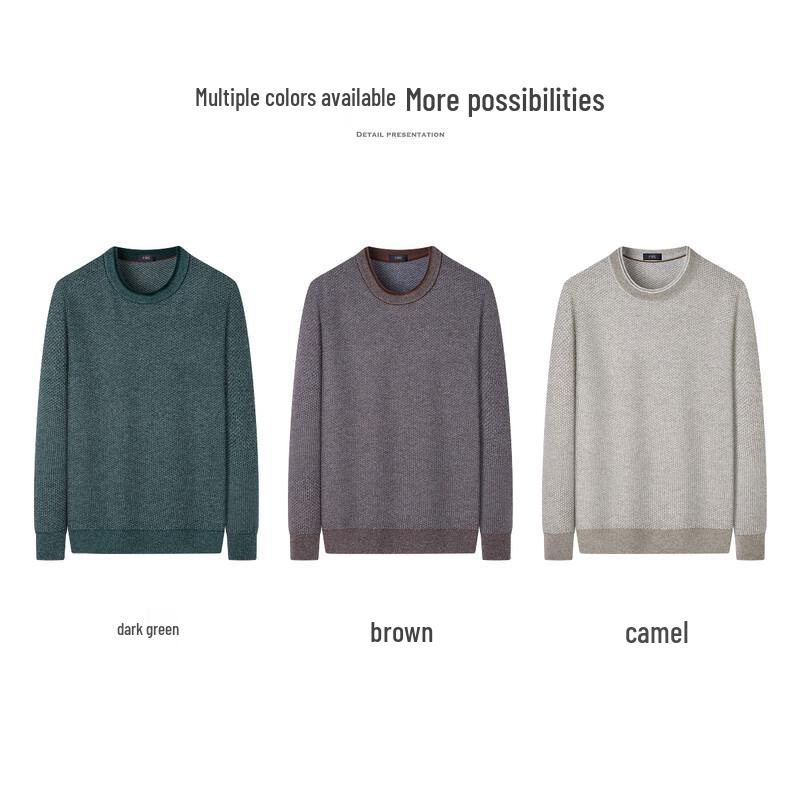 Shanshan Men's 90% Wool 10% Cashmere Round Neck Sweater