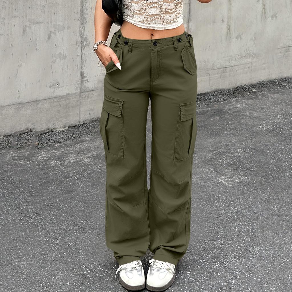 Women's Solid Color High Waist Slim Fit Loose Sports Casual Workwear Trousers