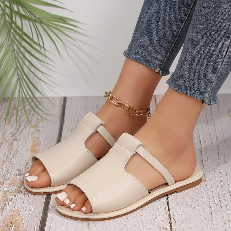 Summer New Arrival Casual Solid Color Open Toe Slippers Comfortable Non-slip Women's Low Heel Sandals 36-43