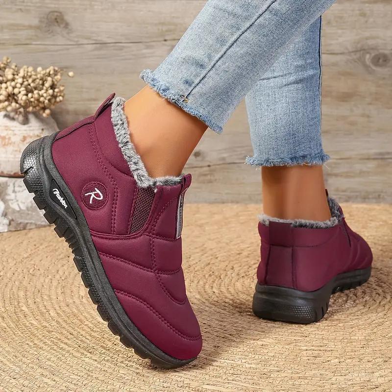 Winter Women'S Slip-On Ankle Boots with Plush Lining Non-Slip Warm Indoor/Outdoor Shoes Ladies Winter Boots