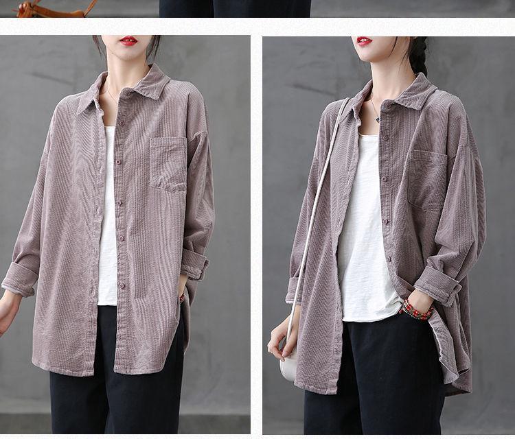 Women's Retro Corduroy Long-Sleeve Casual Shirt - Spring 2026