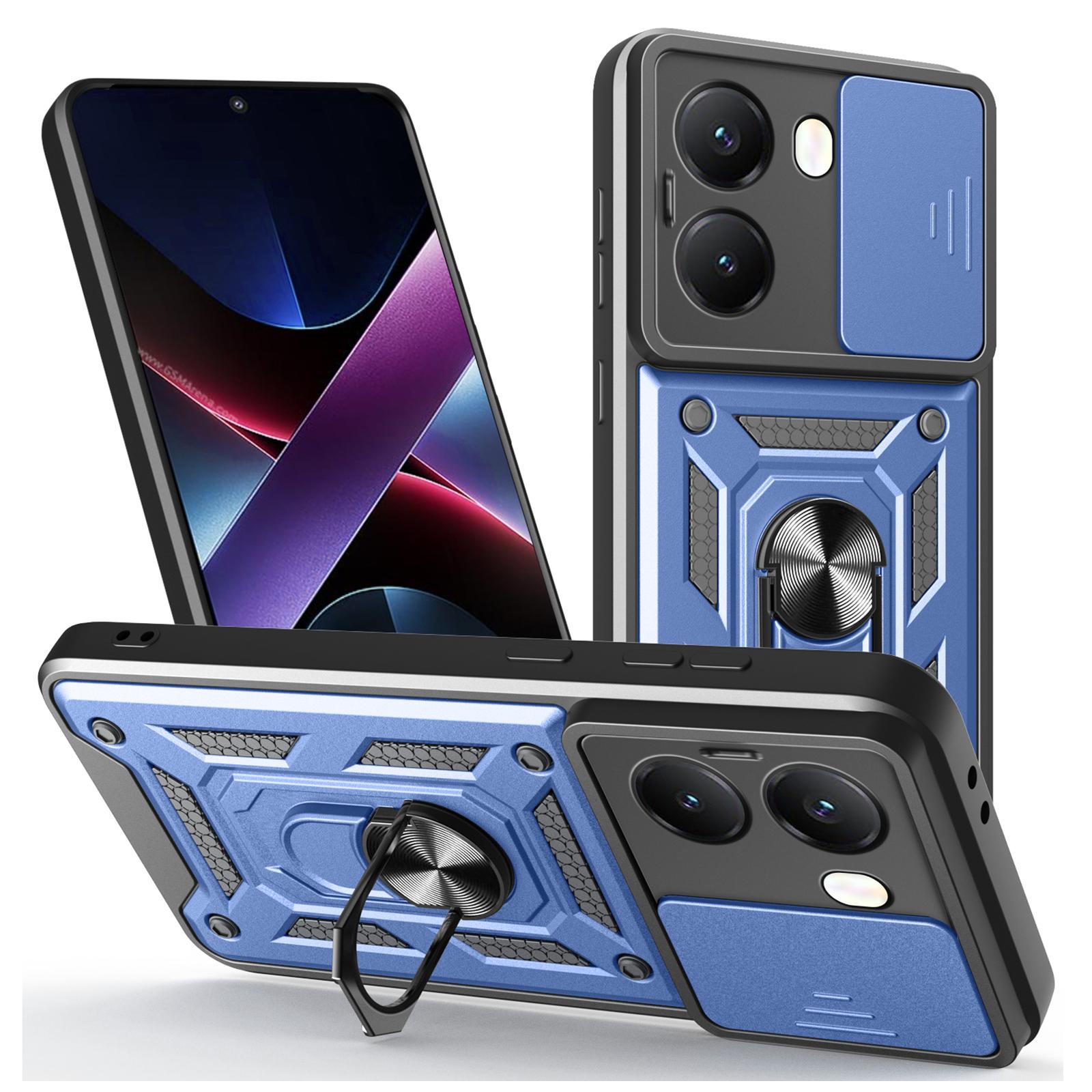 

Phone Case for Xiaomi Redmi Turbo 4 5G/Poco X7 Pro 5G PC+TPU Kickstand Cover with Slide Camera Lid Blue