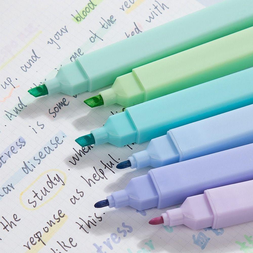 6 ks/sada Malování Graffiti Zvýrazňovač Šikmý Měkký Hrot Fluorescenční Pero Studentský Dárek