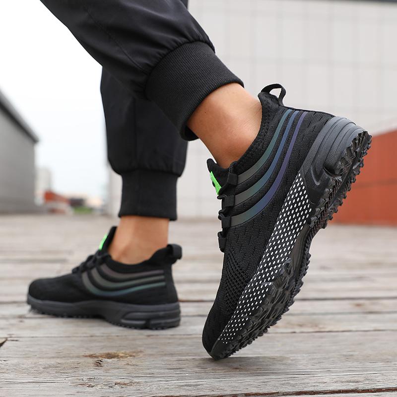 fashion Shoes for Men 2024 Fashion Black Sports Shoes with Lace Up Outdoor Lightweight Platform Mesh Breathable Casual Running Shoes