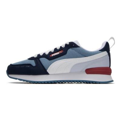 R78 Tecido Mesh Couro Sintético Confortável Versátil Durável Respirável Tênis Casual de Cano Baixo Unissex Azul Branco 393910-09