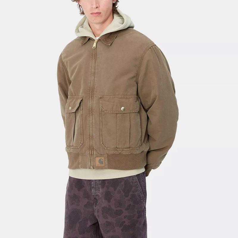 Carhartt WIP FW24 Stanton Jacket Long Sleeve Zipper Jacket Men Jackets Khaki I033826-2CU-4J
