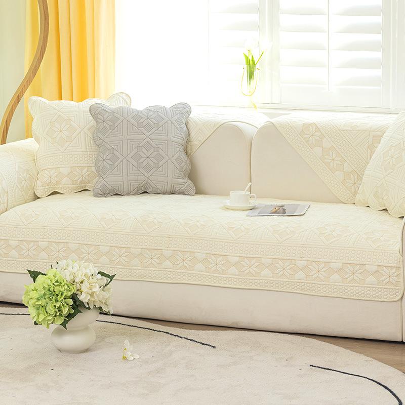 Pastoral Cotton Sofa Cushion Four Seasons Universal Non-Slip Fabric Cushion Simple Modern Sofa Cover 70*70cm