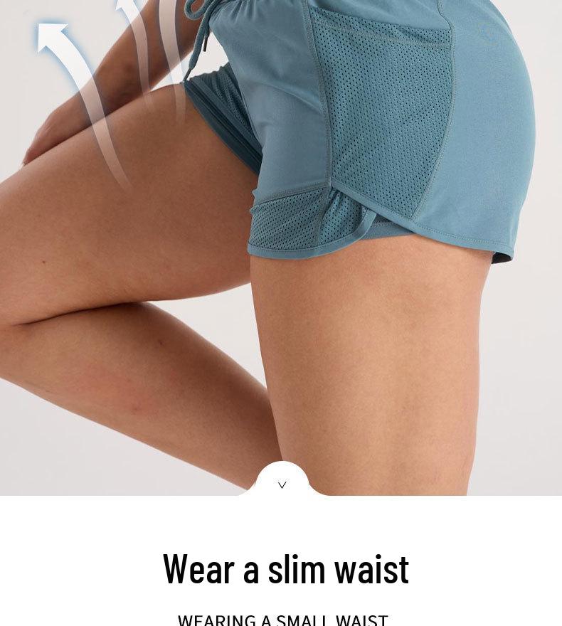 Women's Quick-Dry Mesh Yoga Shorts - Two-Piece, Anti-Exposure Design