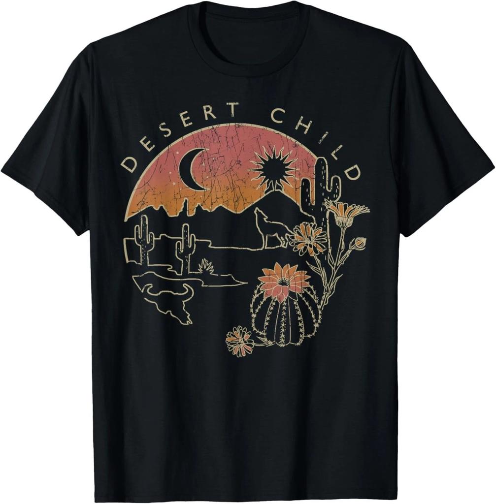 Desert Child Night Landscape Outline T- Shirt