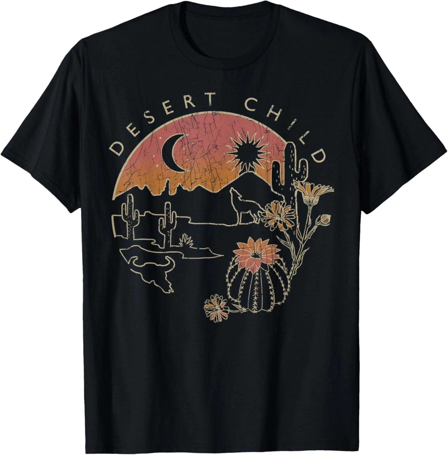 Desert Child Night Landscape Outline T- Shirt L