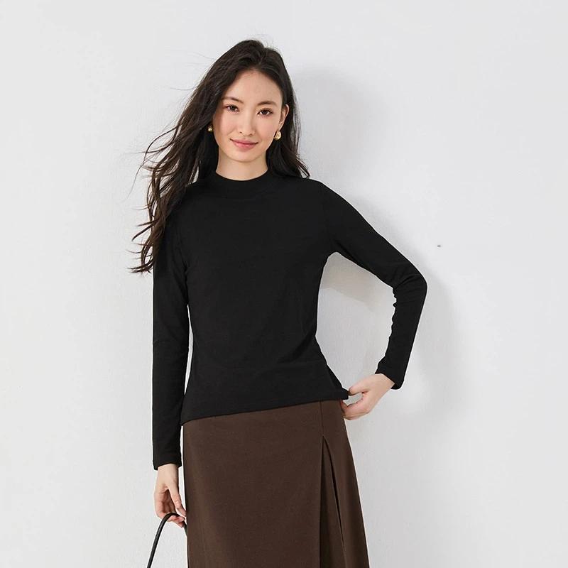 Women's Loose Solid Color Base Shirt For Autumn And Winter