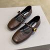 Mary Jane Shoes Shallow Buckle Single Shoes 2025 Spring New Korean Version Square Head Flat Sole Soft Sole Comfortable Doudou Women's Shoes