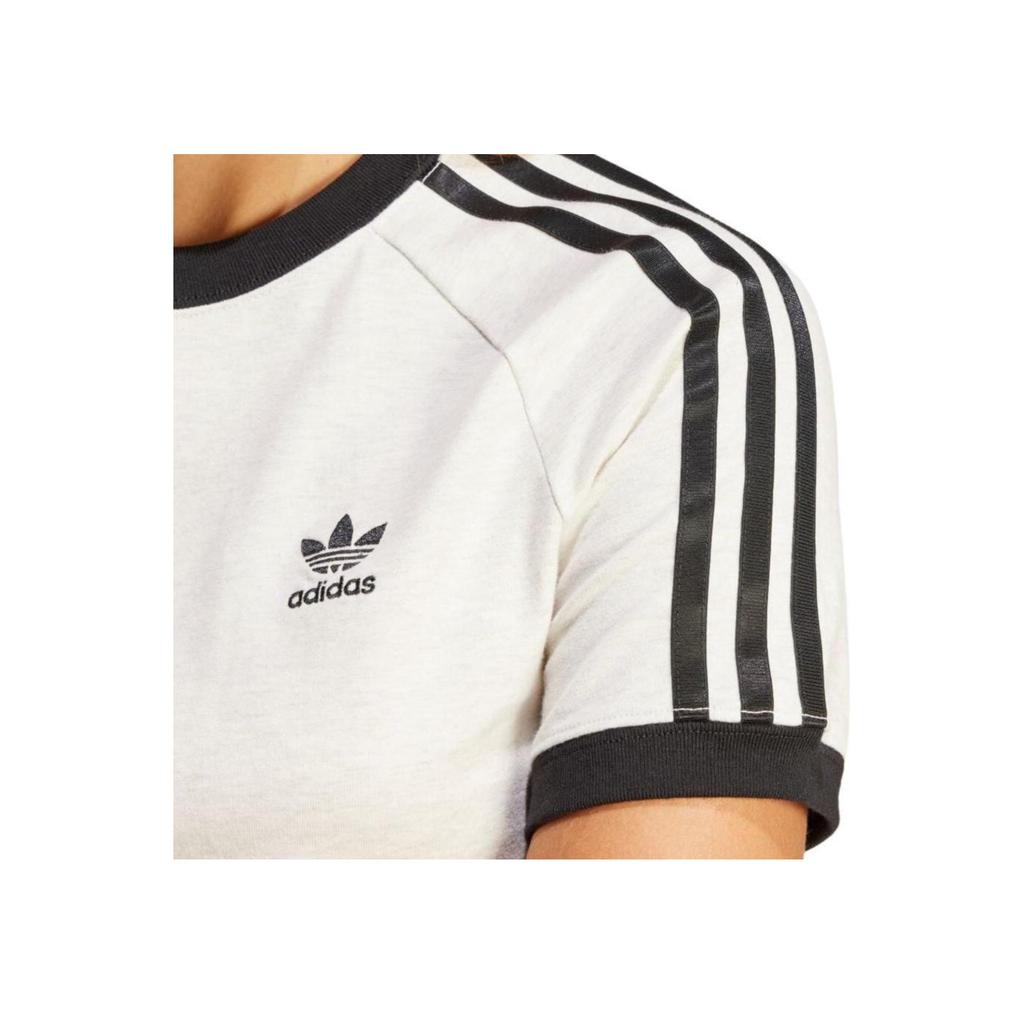 Adidas Originals Alphabet Print Crew Neck Short Sleeve T-Shirt With Shoulder Stripes Women Tops White IR8104