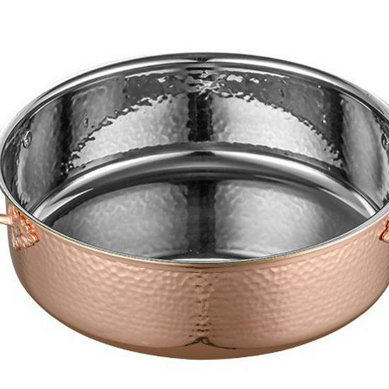 Golden Maple Leaf 304 Stainless Steel Hot Pot with Lid, Hammer Pattern, Three-Layer, Large Capacity, Universal Design, Clear Soup Divider.