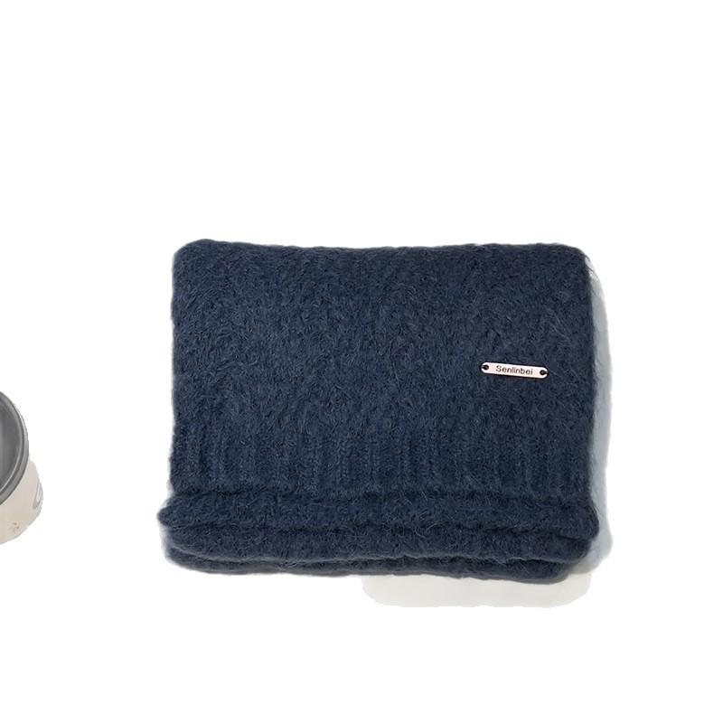 Iron standard alpaca wool Korean atmosphere knitted scarf women's winter new student solid color versatile warm scarf men