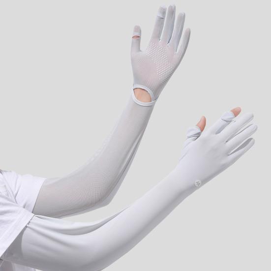 Sun Protection Long Sleeves Anti-Slip Finger UV Gloves Cooling Arm Palm Full Protection
