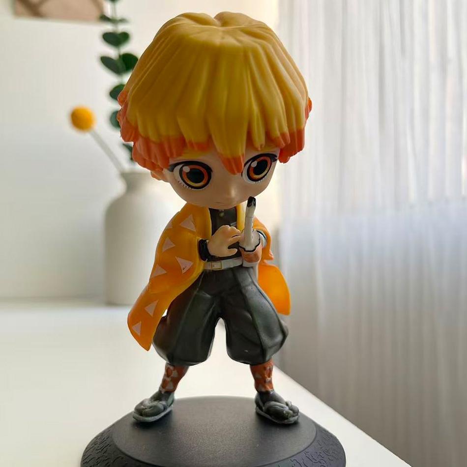 14Cm Anime Figure Nezuko Tanjirou Zenitsu Inosuke Kyoujurou Giyuu Kawaii Qposket Pvc Model Toys Children Gift