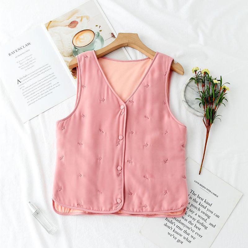 Haosangyuan Warm Mulberry Silk Embroidered Vest for Autumn and Winter