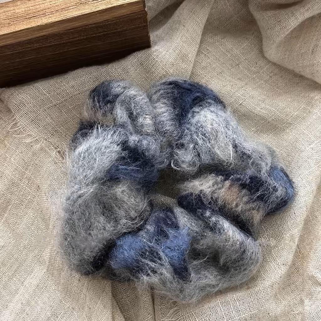 

New Korean Winter Woolen Scrunchies Female College Girls Hair Ties Rope Khaki White Large Hair Bands Kawaii Ponytail Holder синий