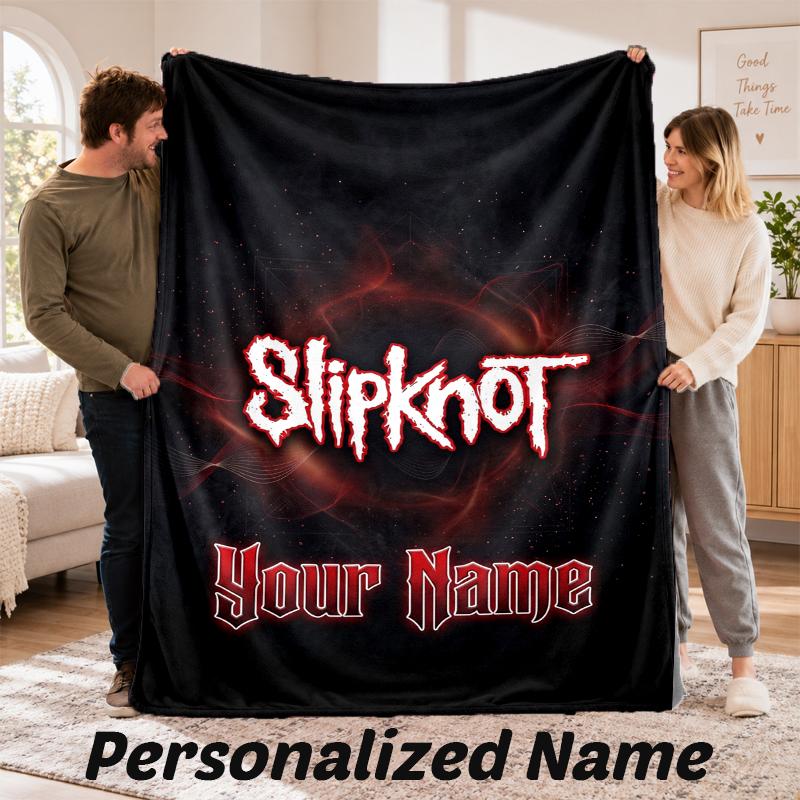 Slipknot Personalized Flannel Blanket Custom Name Text Soft Throw Blanket Home Decor