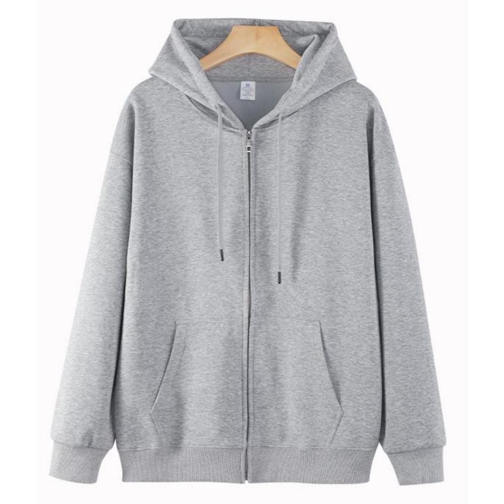 Neutral style full zipper cardigan hoodie, comfortable casual jacket, loose fitting top