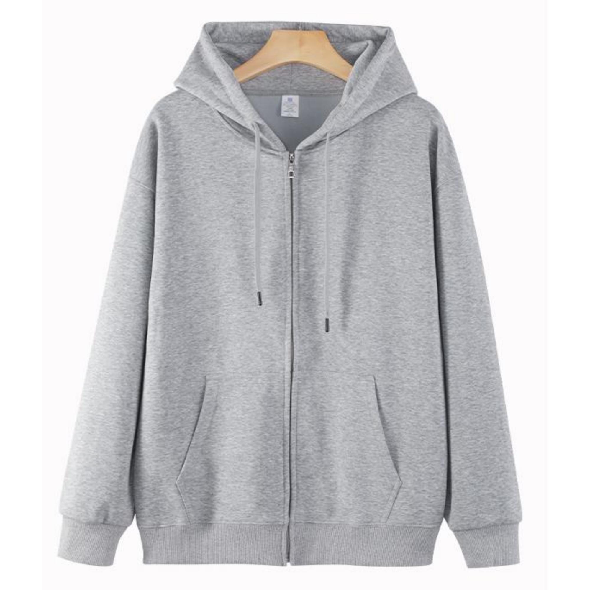 

Neutral style full zipper cardigan hoodie, comfortable casual jacket, loose fitting top 3XL сірий колір