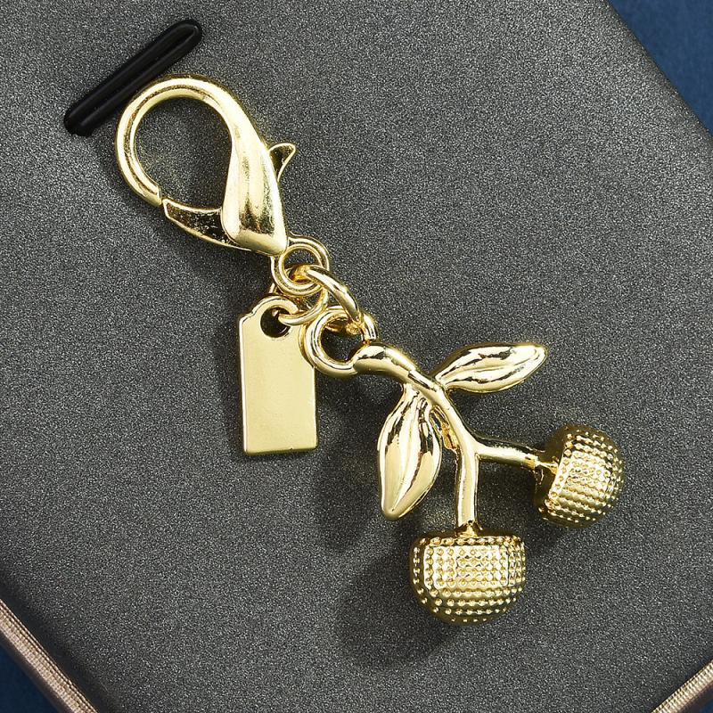 Exquisite High-End Cherry Keychains  Versatile Bag Pendant Car Key Ring Creative Backpack Decoration Accessories Gifts
