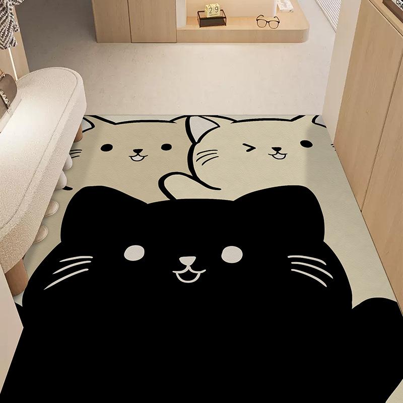 Cute Cat Household Door Floor Mat Leather Floor Mat Entry Door Porch Non-Slip And Wear-Resistant Foot Mat Girl Heart Floor Mat