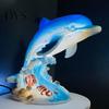 Resin LED Table Lamp for Bedside 3D Animal Night Light, Dolphin Owl Lion Sculpture Decorative Desk Light Lamp, USB Decor Bedroom, Warm Glow