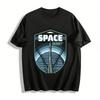 Vintage Space Journey Rocket Print Casual T-Shirt Pure Cotton T-shirt