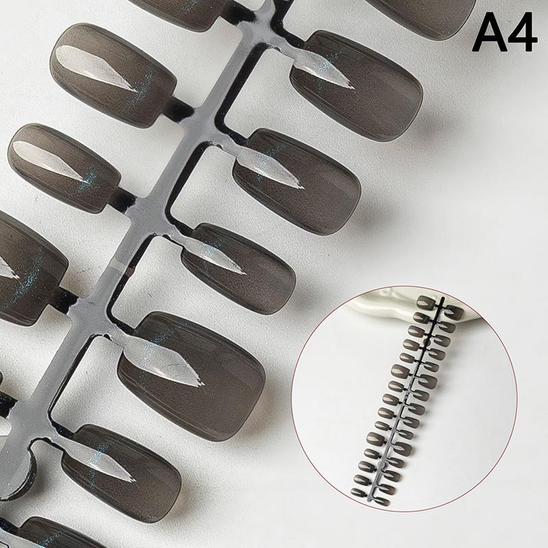 30Pcs Nails Handmade Gradient Cat'S Eye Press On Fake Nails Medium Short Nail Tips Popular Design Decoration Flower Full Cover