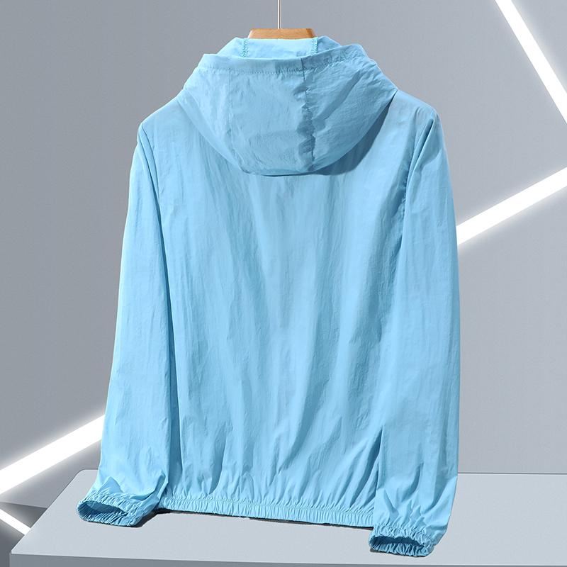 Letní pánská větrovka velká velikost oblečení na ochranu proti slunci korejský styl ultratenké streetwear bundy na zip s kapucí muž