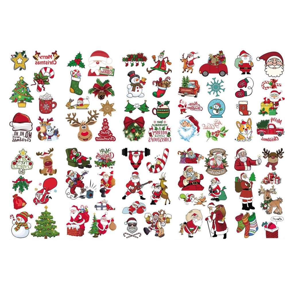 10 Pack Christmas Temporary Tattoos for Kids and Adults - Holiday Party Favors, Festive Body Decals, Christmas Stocking Stuffers Gift