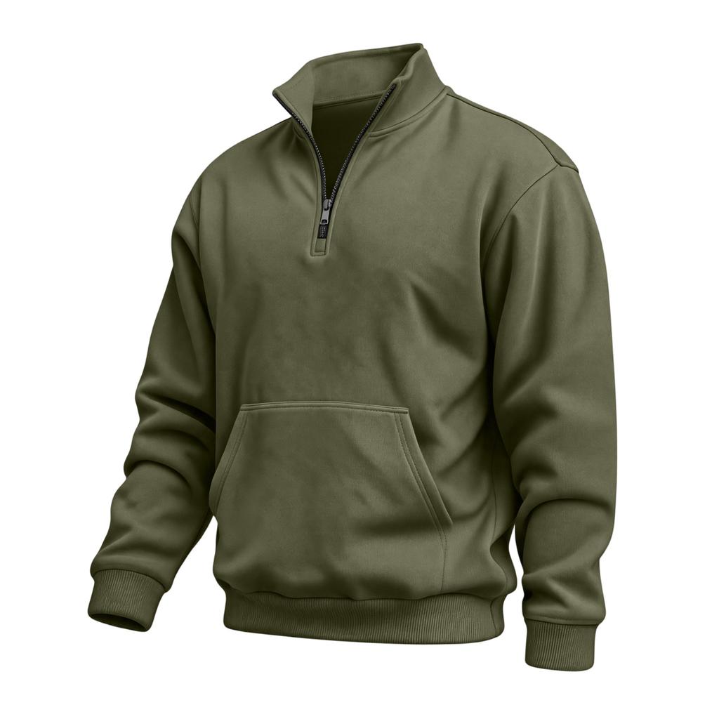 Men's Casual Half-Zip Sweatshirt with Stand Collar, Relaxed Fit