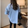 Women's Retro Denim Shirt Jacket - Long Sleeve, Loose Fit, Autumn 2023 Hong Kong Style Fashion.