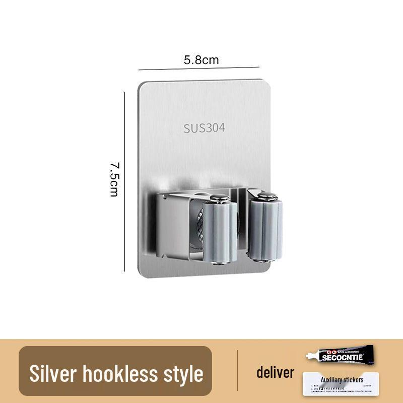 Stainless Steel No-Drill Multi-Function Wall-Mounted Mop and Broom Rack