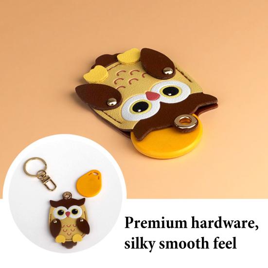 Keychain Pendant Cartoon Owl Charm Card Holder Faux Leather Access Card Case Decorative Keychain