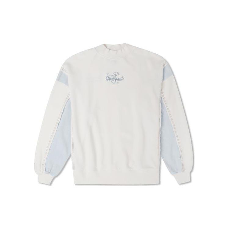 (WMNS) Converse Denim Patchwork Crew Sweatshirt Asia Sizing White Women s 10025520-A01 M