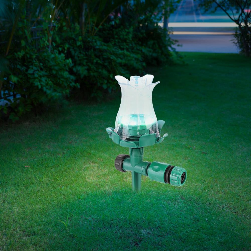 Outdoor Garden LED Sprinkler Lawn Watering Decorative Tool with Colorful Light Effect